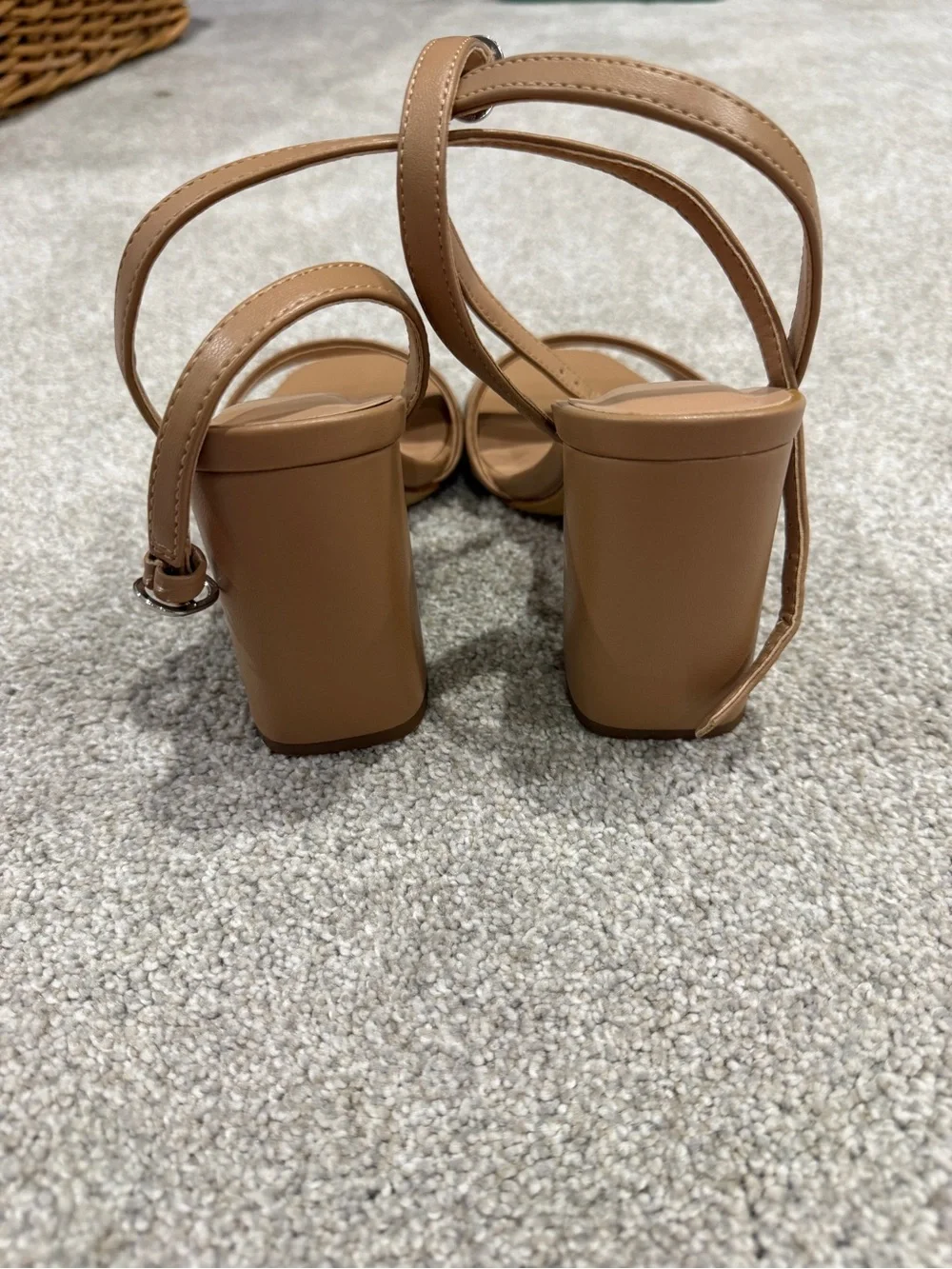 a new day Tan Square-Toe Slingback Heels